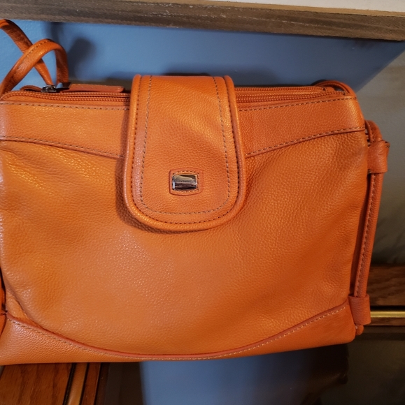 Babbs Collection Orange Leather Crossbody Purse - Picture 10 of 10